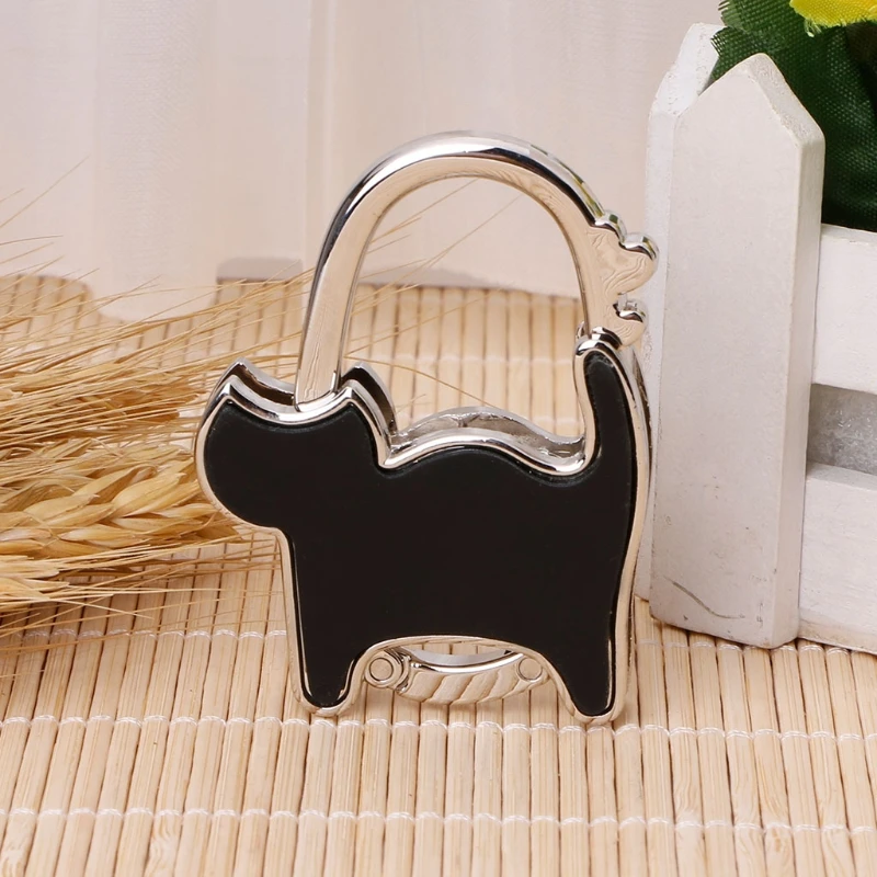 

Mini Foldable Table Handbag Hook Bag Purse Metal Holder Cat Shaped Hanger