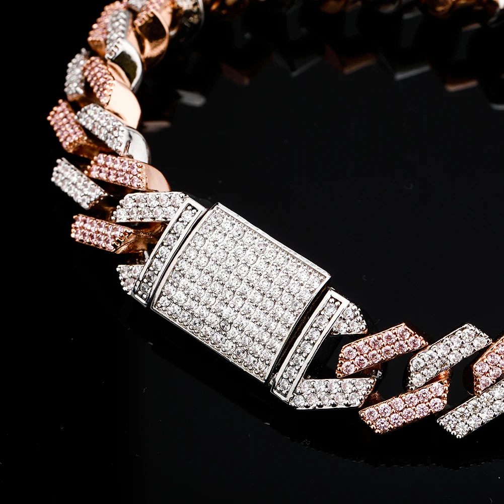 Iced para Fora Topgrillz Grande Caixa Fecho Miami Cubana Link Pulseira Ouro Cor Prata Zircão Cúbico Rock Estilo Hip Hop Jóias Masculinas 14mm 25 Joias e Acessórios