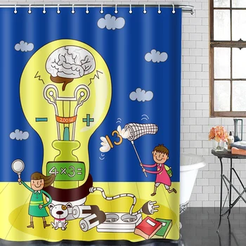 

Modern 3D cartoon Waterproof child Bathroom Curtains Polyester Fabric Shower Curtain Bathing must-have curtain Douchegordijn