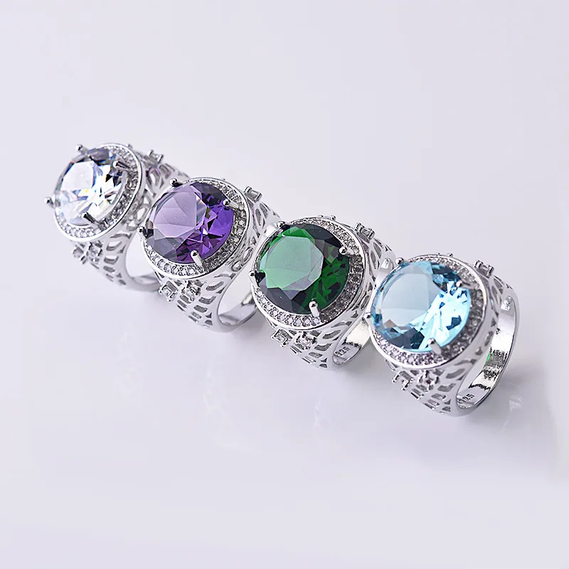 Женское кольцо с бриллиантом Anillos Bizuteria круглое из серебра 925 пробы 2 карата 8 марта