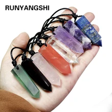 Runyangshi, 1 шт., целебные хрустальные подвески чакры, шестиугольные кристаллы кварца в форме пули, камень, сделай сам, маятниковые бусины, ювелирные изделия