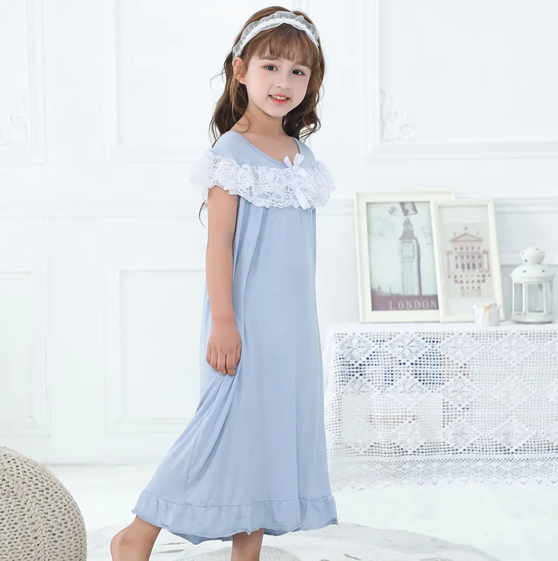 nightgowns and robes	 Girls Pajama Dress Summer  Lace Sleeveless Girls Nightgown European Fashion Princess Sleepwear Sweet Baby Nightdress  vestidos Sleepwear & Robes	