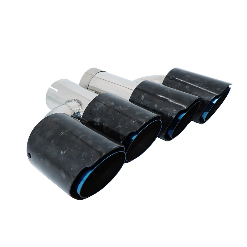 exhaust pipe silencer tail throat H-shaped carbon fiber forged bright double air outlet 304 stainless steel grilled blue  SZ016