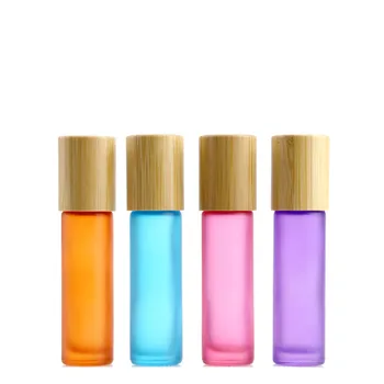 

2020 new 200pcs 10ml Empty Clear Glass Perfume Eye Essential Oil Roll On Bottles with Steel Roller Ball & Bamboo Cover Lid