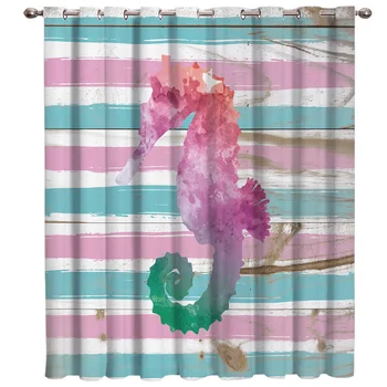 

Watercolor Seahorses On The Board Window Blinds Living Room Bathroom Blackout Bedroom Indoor Fabric Window Treatment Ideas