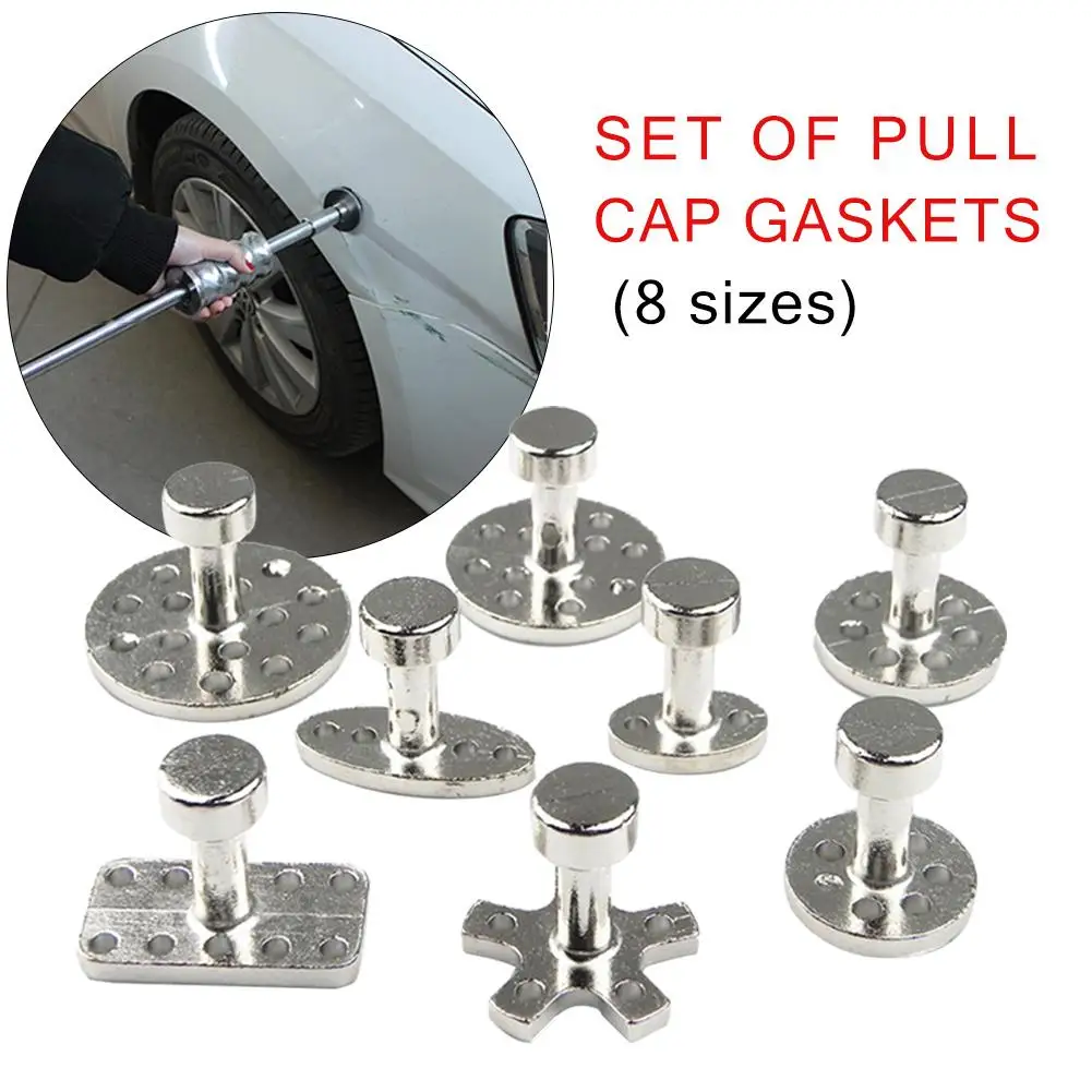 

8 Pcs Set Automobile Sheet Metal Dent Repairer Pit Pit Repair Tool Equipment Aluminum Alloy Pull Cap Gasket Auto Repair Supplies