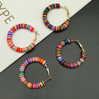 

New Fashion Hoop Earrings Boho Ethnic Colorful Round Earrings Women Circled Hoop Pendientes Statement Jewelry Gift Accessories