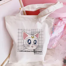 Сейлор Мун кошка милая сумка Харадзюку мультфильм печати Холщовая Сумка Женская колледж Забавный Милый японский открытый карман сумки