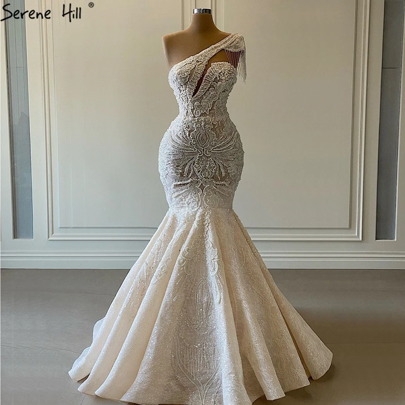 Serene Hill White Mermaid Vintage Wedding Dress 2021 One Shoulder ...