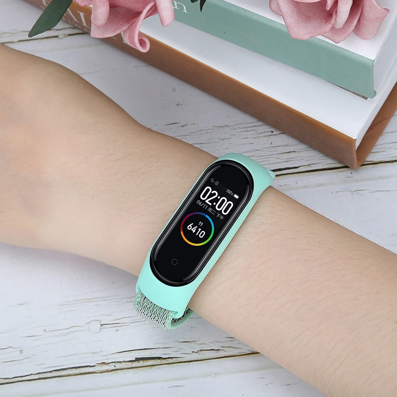 Нейлоновый ремешок на липучке для xiaomi mi band 4 band NFC смарт-часы замена xiaomi mi bracelet 3 цветной Ремешок Браслет против потери