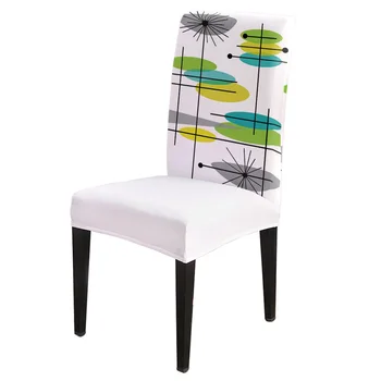 

6/8Pcs Simple Art Abstract Lotus Leaf Dining Chair Cover Spandex Elastic Chair Slipcover Case Stretch for Wedding Hotel Banquet