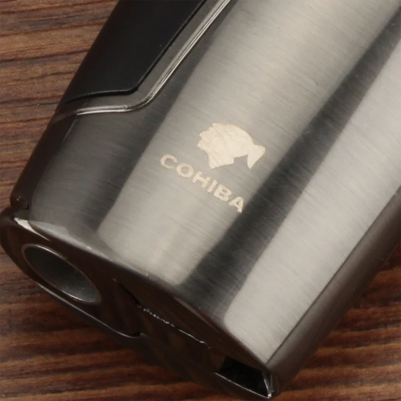 COHIBA зажигалка для сигар, фонарь, зажигалка для сигарет, газовая зажигалка, Портативная Бутановая Зажигалка, аксессуары для табака с подарочной коробкой