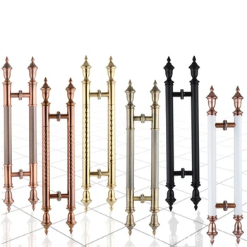 

1 Pair Glass door handle stainless steel Imitation Ancient bronze pattern long handle for Villa Hotel Restaurant store hardware