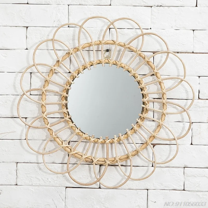 Rattan Innovative Art Homestay Decoration Makeup Mirror Dressing Bathroom Wall Hanging Mirrors D23 20 Dropshipping
