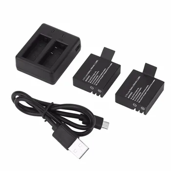

3.7V 900mAh camera USB Dual Charger With 2pcs Batteries For SJ4000/SJ5000/SJ6000/SJ5000+/SJ4000+/SJ5000X.M10/M10+ Accessories