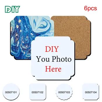 

6pcs Personalized wood coaster cork DIY custom picture Coffee Drink Tea Cup mat Gift
