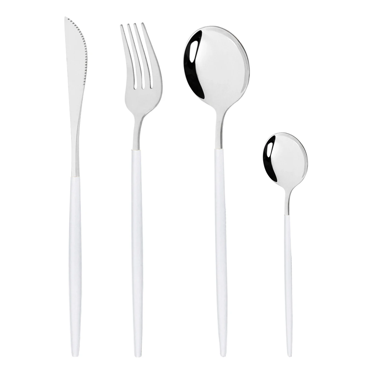 4Pcs White Silver