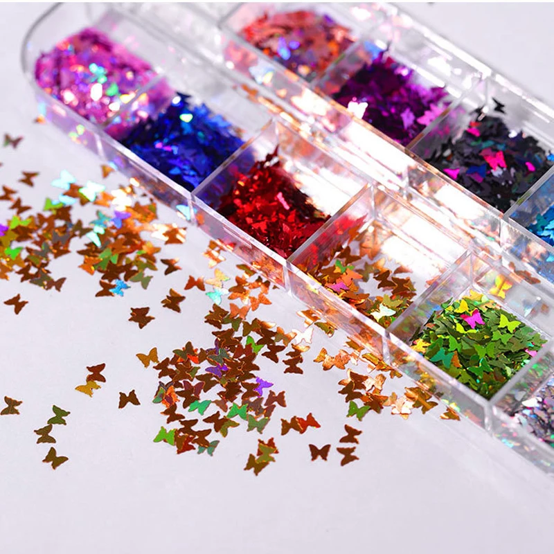 

Glitter Nail Sequins Flakes Sparkly Nail Art Sequins Paillette Nail Stickers UV Gel Polish Manicure Decorations for Nail Design
