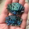 Natural Hand Carved Labrador Mineral Crystal Lotus Flower Statue Crystal Figurine Pendant Crafts Gifts 2