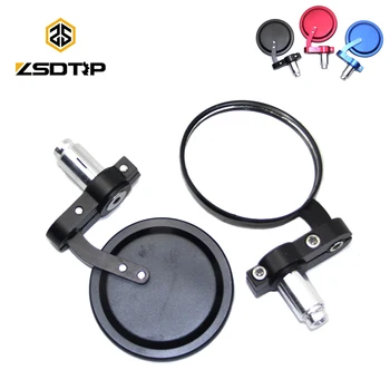 

ZSDTRP 18mm Motorcycle Rearview Mirror Round Handlebar Bar End Rear View Mirrors Bike Motorbike Side Mirror For Honda Kawasaki