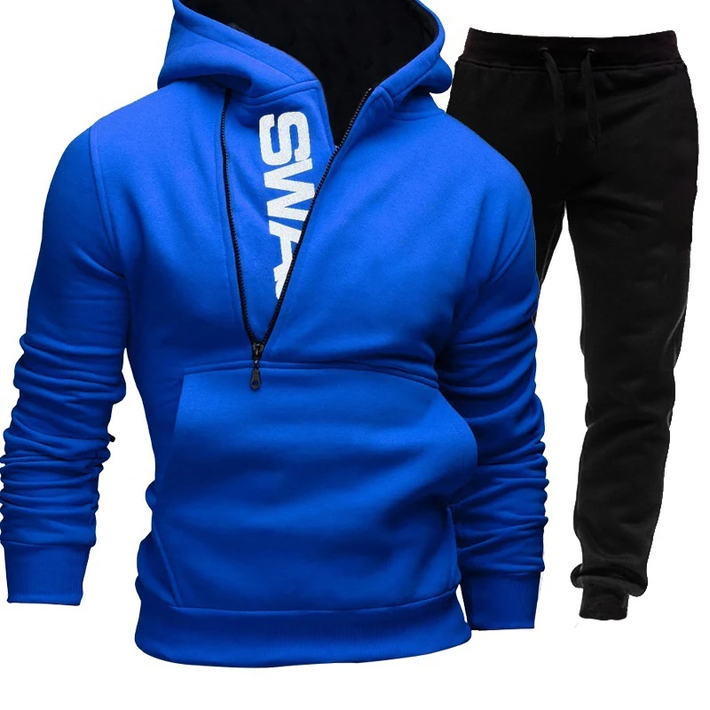 Men Tracksuits Suit Pocket Spring Autumn Hoodie Zipper Jogging Trousers Solid Fitness Casual Clothing Sportswear Set Plus Size men tracksuits suit pocket spring autumn hoodie zipper jogging trousers solid fitness casual clothing sportswear set plus size