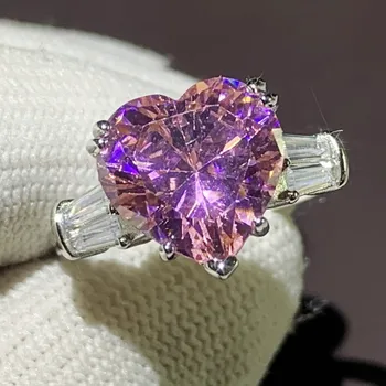 

Choucong New Arrival Handmade Fine Jewelry 925 Sterling Silver Pink Sapphire CZ Diamond Gemstones Women Wedding Band Ring Gift