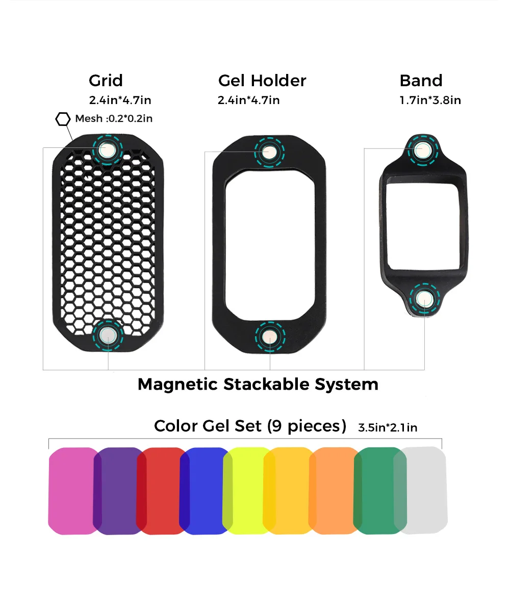 AODELAN Flash Speedlight Honeycomb Grids and Gel Set Lighting Modifier with Magn