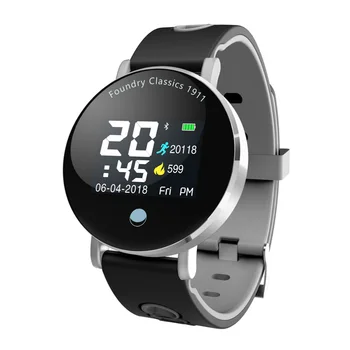 

Smart Ring Touch Control Waterproof Step Heart Rate Blood Pressure Monitoring Smart Bracelet Sports Health Watch(Black-Red)