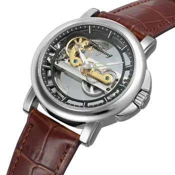 

Forsining Visible Back Case Watch Casual Automatic Genuine Leather Skeleton Men Watches Sport Wrist Watch Business Wristwatch