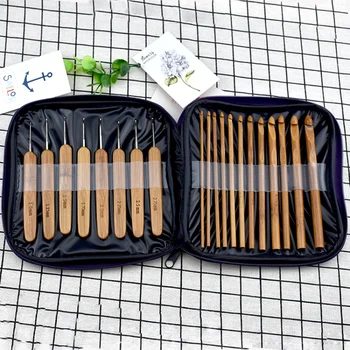 

20pcs/set Bamboo Crochet Hooks Needles Knit Weave Craft Yarn Sewing Tools Knitting Crochet Hook Set With Case