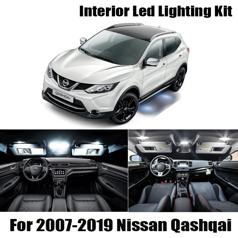 Для 2007-2018 2019 Nissan Qashqai J10 J11 белые автомобильные аксессуары Canbus без ошибок