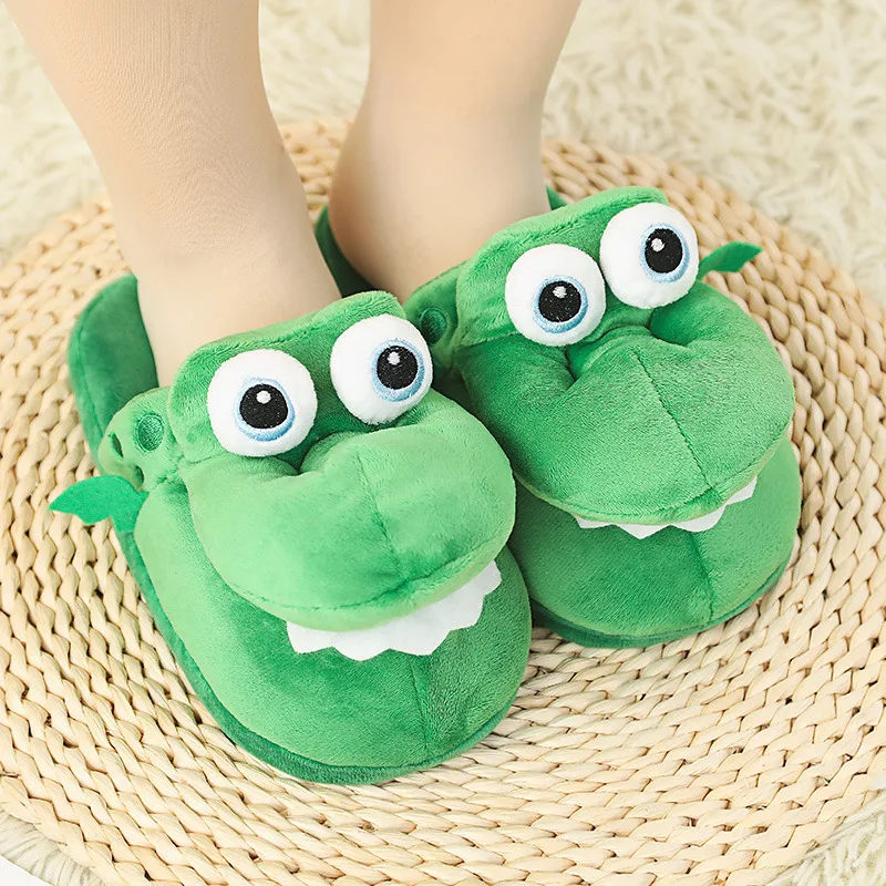 Floor Slipper Crocodile Winter Felt Slippers Women Indoor Home Shoes Warm Soft Platform Shoes Furry Slides Cotton Home Shoes
