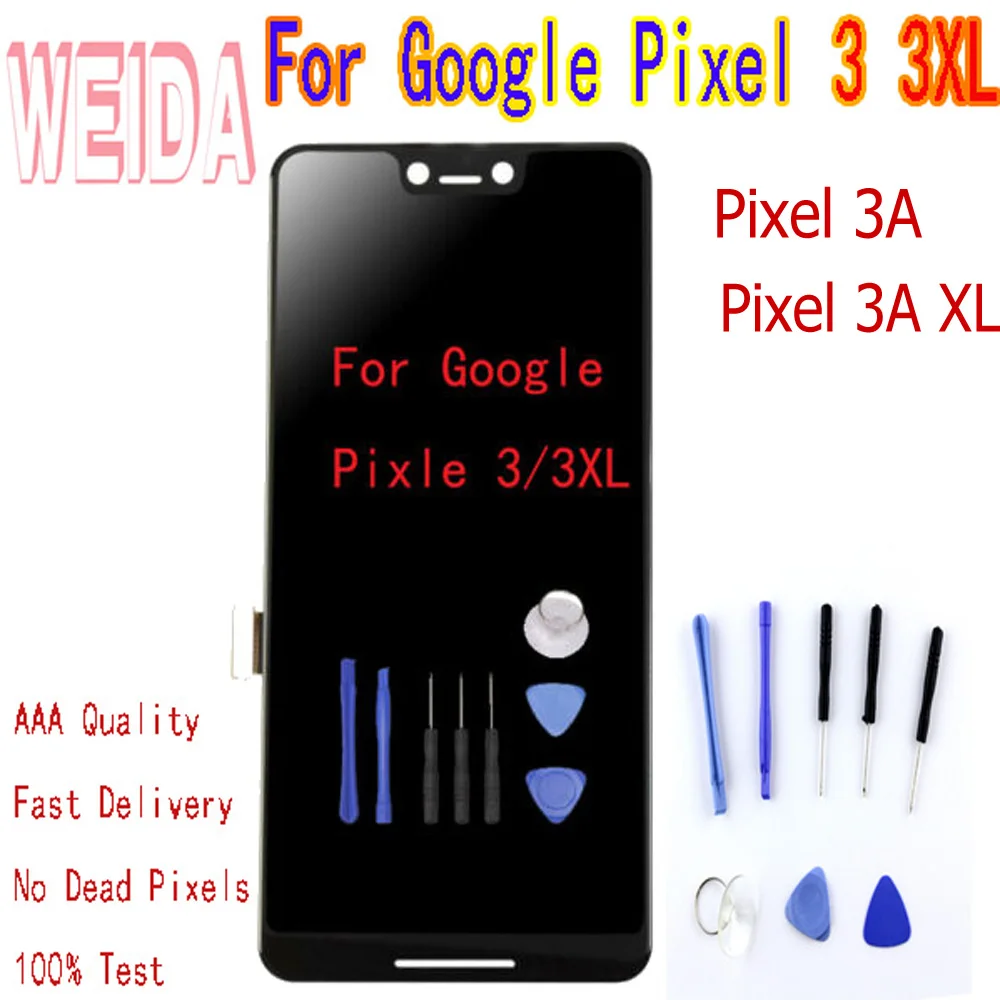 Для Google Pixel 3/Pixel 3 XL/Pixel 3A/Pixel 3A XL ЖК-дисплей кодирующий преобразователь сенсорного экрана в сборе черный с бесплатным инструментом