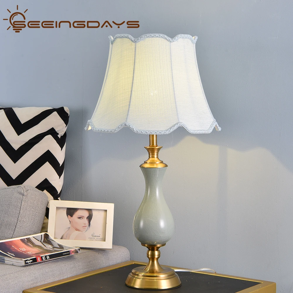 

Buy 3 Get 20% Off American Style Green Ceramic Table Lamp With Flower Lampshade Metal Base Bedside Lamp For Bedroom Living Room