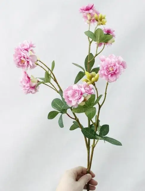 Rose red 18 головок цветки сакуры, японской вишни ветвь цветка Искусственные цветы Флорес для рождества дома свадьбы искусственный цветок для декорирования Флер - Цвет: Rose red