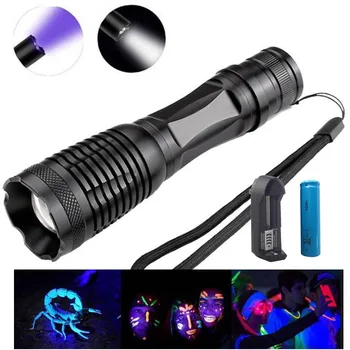

395nm Led UV Flashlight flash Torch 2 in 1 powerful white Light Ultra Violet Scorpions lamp Blacklight UV Fluorescent Lamp Money