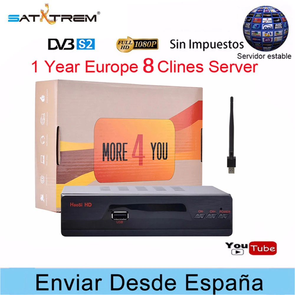 Satxtrem IPS2 Cccam IP tv спутниковый ресивер tv Turner DVB S2 Full HD 1080P цифровой испанский 4K ТВ ресивер Satelite Receptor