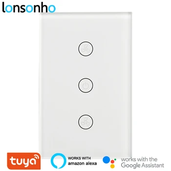 

Lonsonho EU US Tuya Wifi Smart Ceiling Fan Switch Wall Touch Panel Speed Control Works With Alexa Google Home Smartlife App