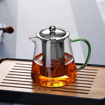 

Borosilicate Glass Teapot Heat Resistant Round Glass Teapot With Tea Infuser Filter Milk Oolong Flower Tea Pot