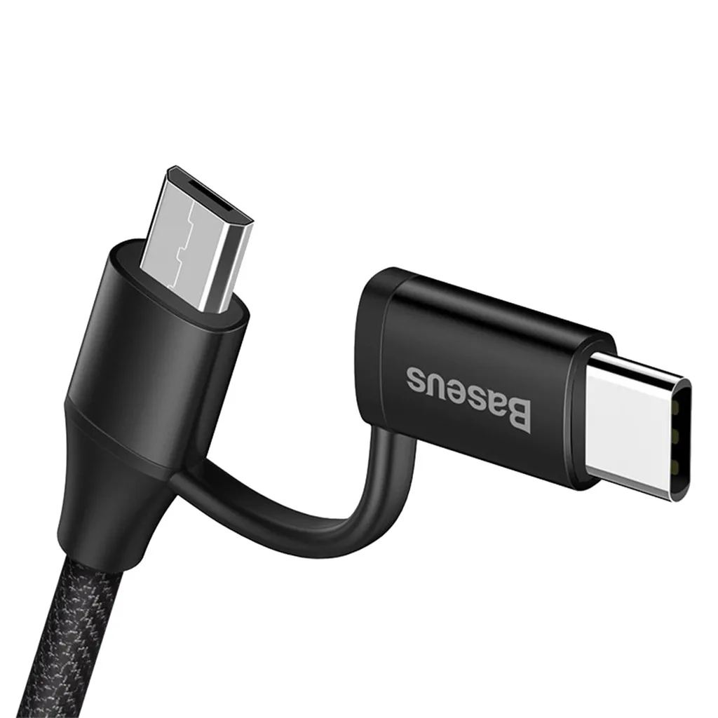 1 м 2 в Micro USB + кабель Type C для быстрой зарядки Samsung Huawei Плетеный Usb Android мобильного