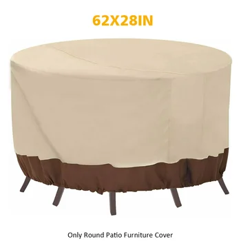 

Anti Fading Heavy Duty Table Round Patio Furniture Cover Outdoor Garden Durable Backyard Waterproof Multifunction UV Resistant