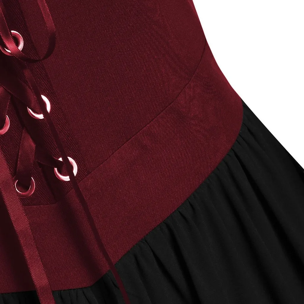 Feitong женское платье Vestidos осень плюс размер готическое платье с открытыми плечами и рукавом-бабочкой на шнуровке на Хэллоуин ropa mujer