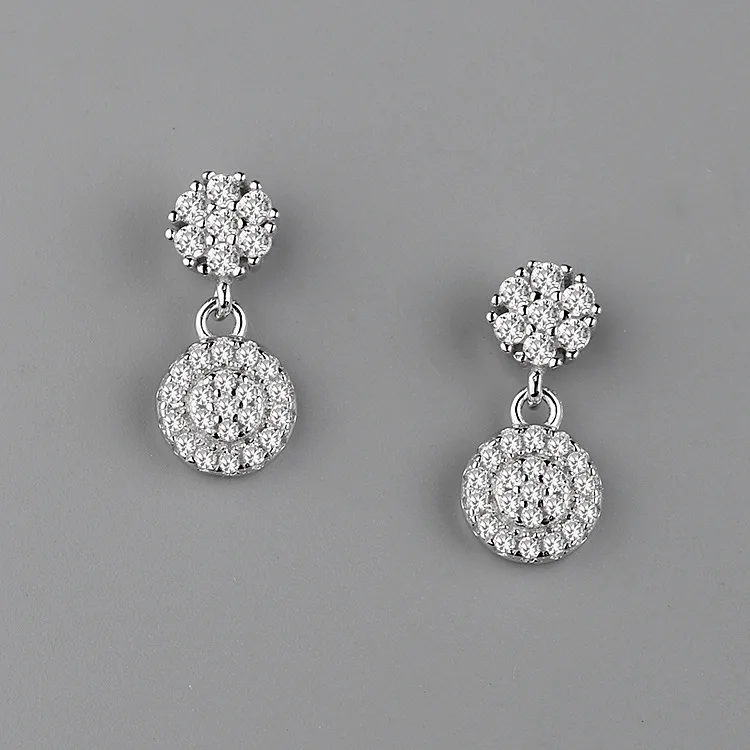 

CMajor Latest S925 Sterling Silver Imported 7A Cubic Zircon Korean Fashion Simple Temperament Round Dangle Earrings for Women