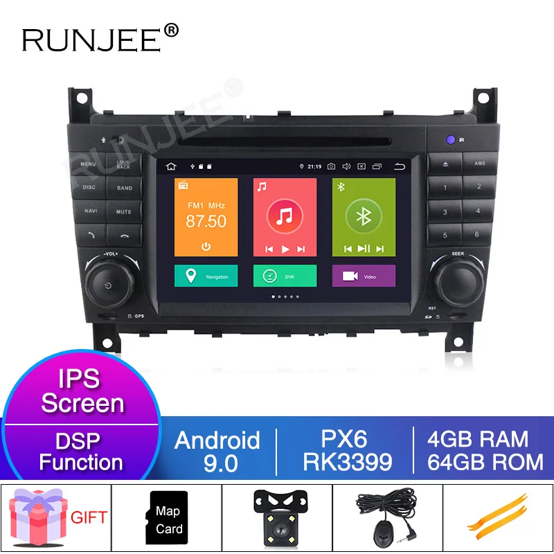 RUNJEE 2din 4 + 64 г автомобильный dvd плеер для Mercedes Benz W203 W209vW169 W219 a класс A160 c clas C180 C200 CLK200
