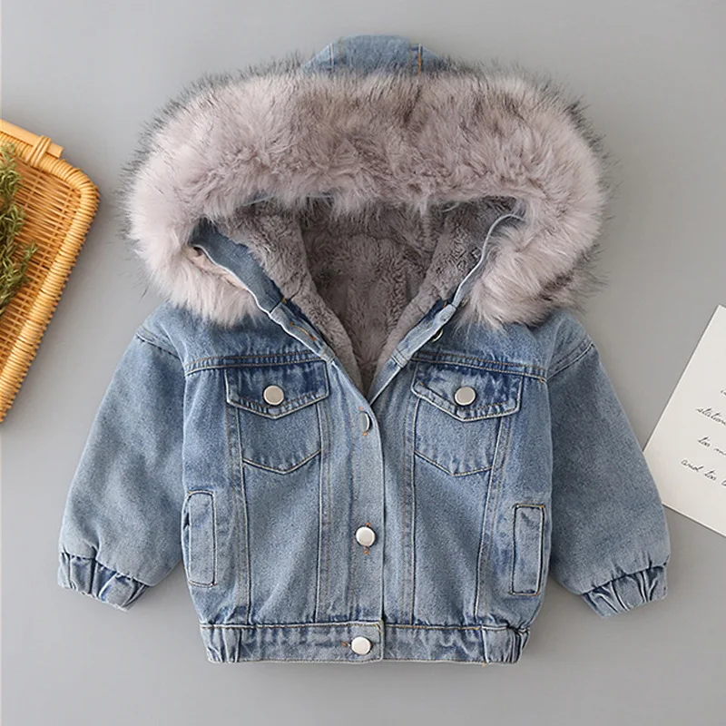 Winter Baby Girl Warm Thick Denim 