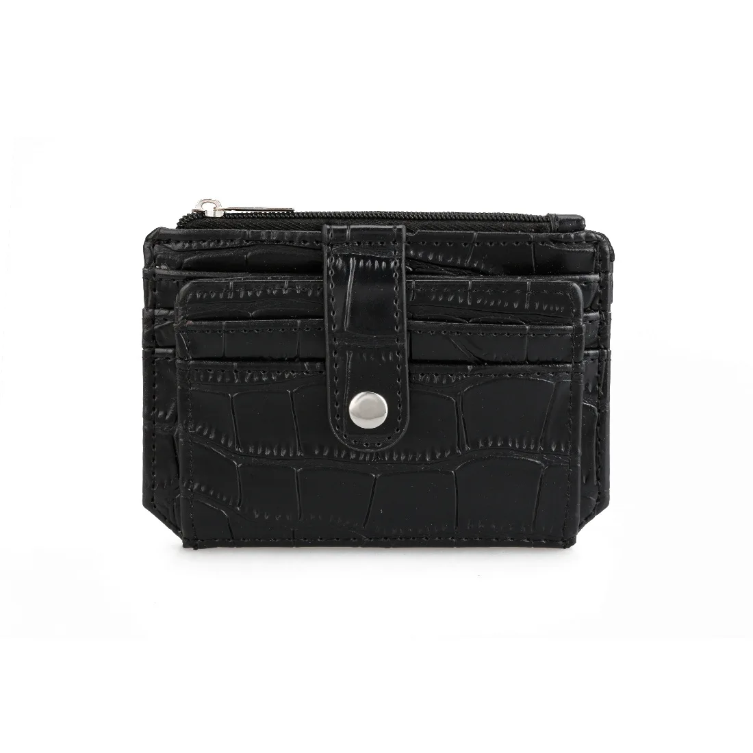 

Creative-Korean-style Retro Crocodile Pattern Purse Solid Color Zipper Hasp ID Card Bag Paint Unisex Wallet