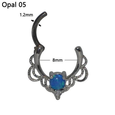 Titanium Daith Earrings Piercing Lacey Opal Drapery Royalty Septum Clicker Ring Ear Tragus Cartilage Helix  Nipple Rings 16G