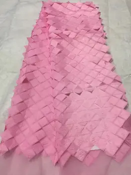 

Latest African Laces 2019 Pink Red Lace Embroidery Lace Fabric Mesh Lace Trim Bridal Lace With 3 D Flowers For Nigerian Dresses