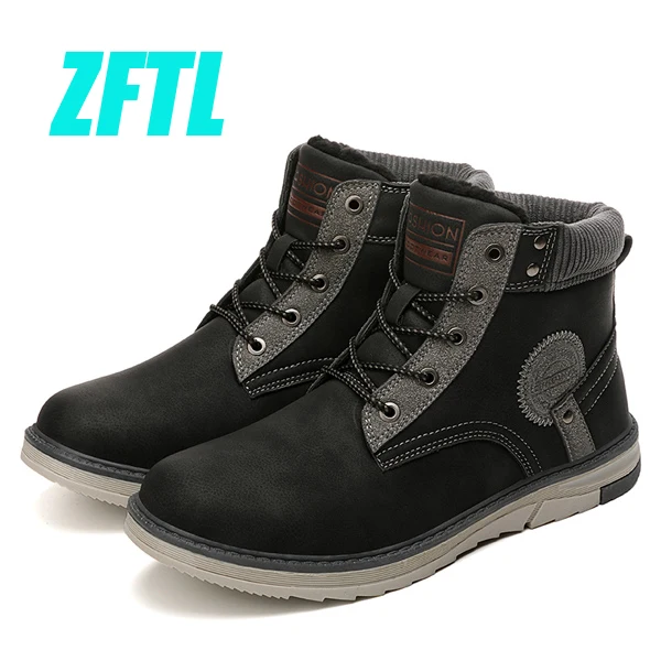 ZFTL, новые мужские зимние ботинки «милитари» Ботинки Martin мужские кожаные ботинки хлопковая обувь в стиле ретро мужские рабочие ботинки 0132 - Цвет: Black snow boots