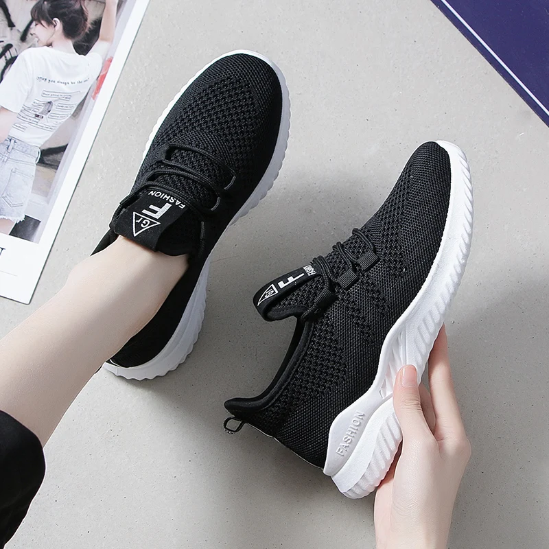 

35-40 Size 2019 Fashion Women Sneakers Running Shoes Black Mesh Outdoor Sport Shoes Light Breathable Jogging Zapatillas Mujer